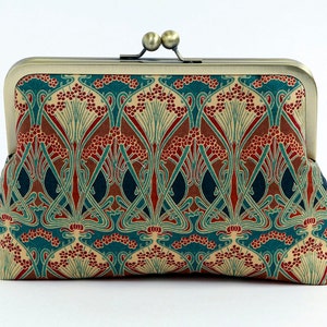 Art Nouveau Clutch, Free chain, Liberty of London Print clutch,Makeup bag, Geometric clutch,Formal purse image 3