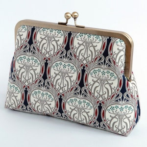 Art Nouveau, Ikat, Cosmetic bag, Makeup bag, Geometric clutch, Party clutch, Formal purse, Bridesmaids gift,