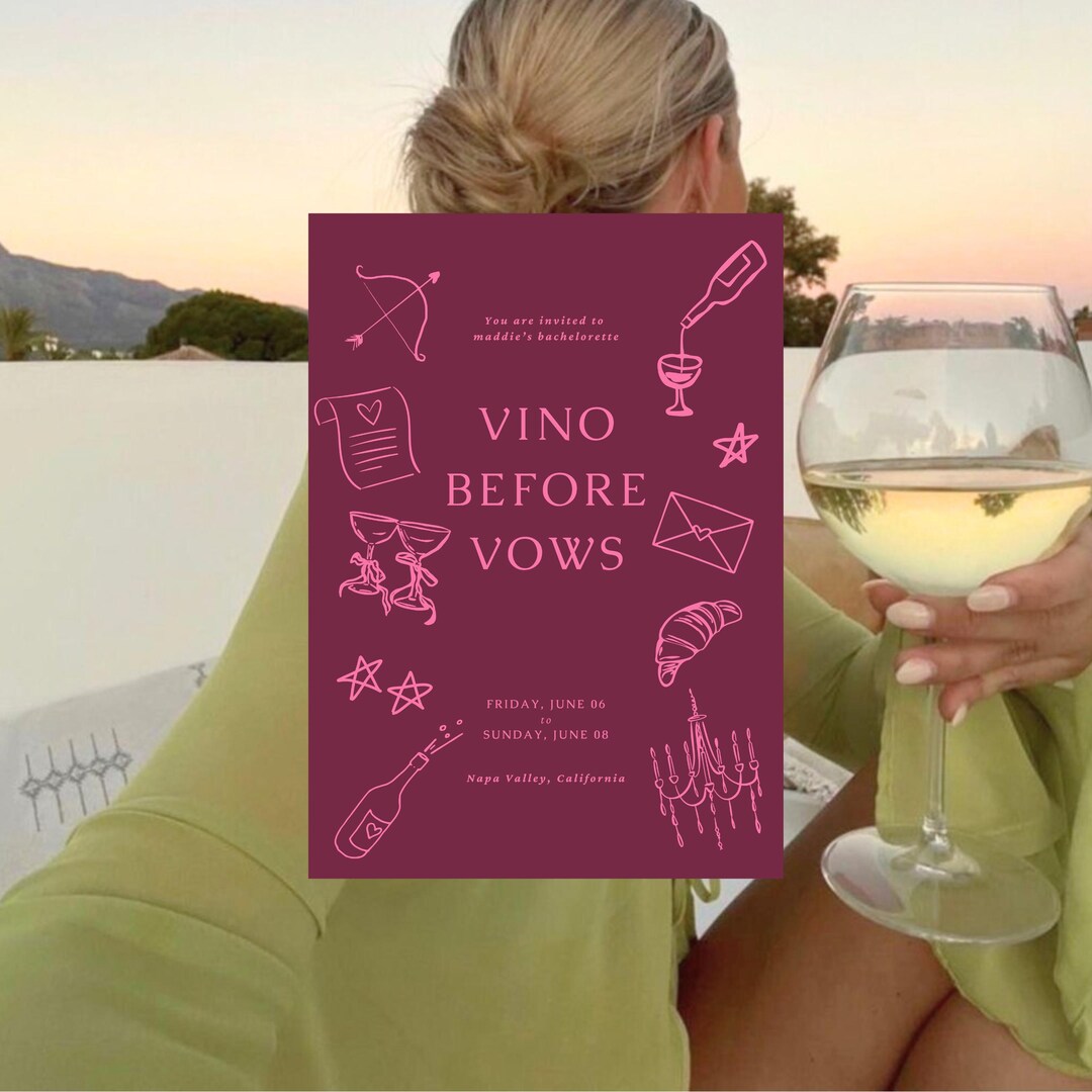 Vino Before Vows Bachelorette Invitation – Canva Template - Etsy