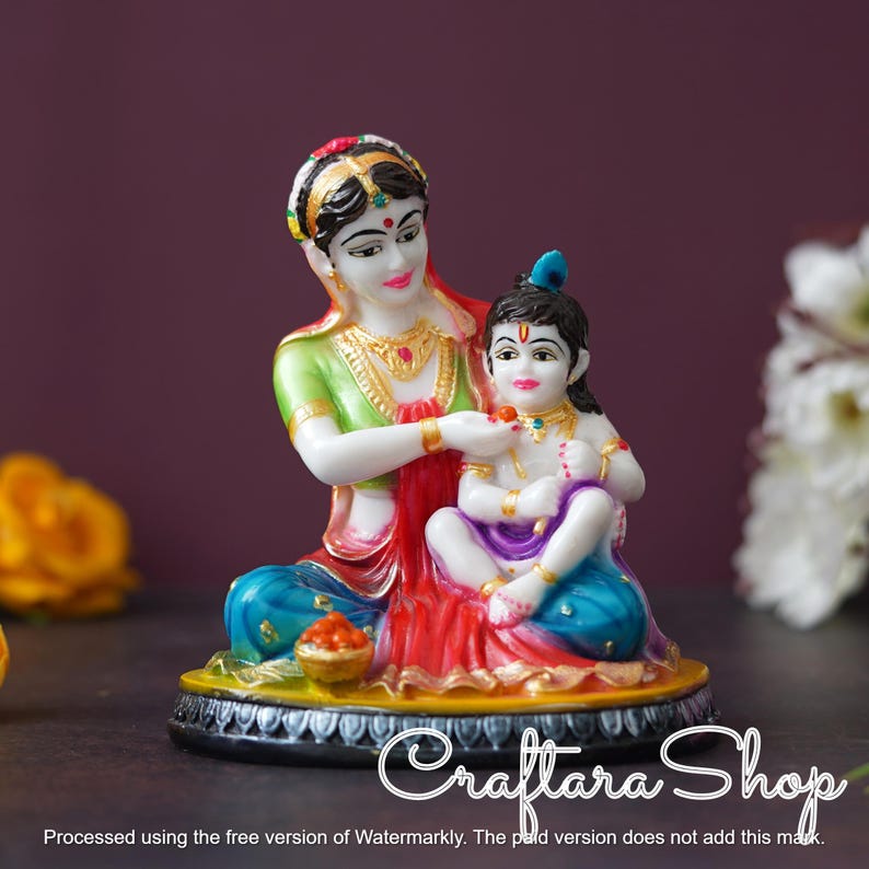 Yashoda With Krishna Statue Hindu Goddess Child Figurine Divine Yashoda With Krishna Statue Hindu Goddess Child Figurine Divine