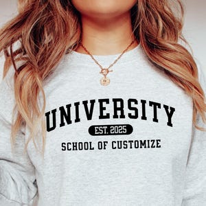 Custom College Sweatshirt, University Sweatshirt, Customized School Sweatshirt, Custom Sweatshirt,  Personalized College Year, Collage Gift