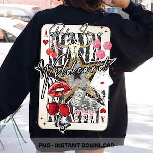 Western Cowgirl Wildcard Collage PNG, Retro Vegas Dice & Cards Sublimation Design, Trendy Baddie Aesthetic, Digital Western Art File