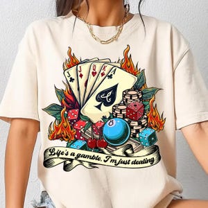 La vie est un pari que je viens de traiter PNG, conception de chemise de poker cow-girl de l'an 2000, clipart carte as rétro country girl, t-shirt graphique Western PNG