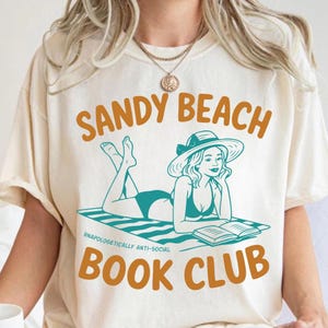 Sandy Beach Book Club PNG SVG, Book Girl Summer Shirt, Literary Beach Reading Design, Book Lover Aesthetic Graphic, Summertime 2025 PNG