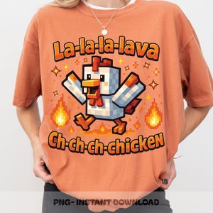 Funny Lava Chicken Gamer PNG, Video Game Meme Shirt PNG, Steve-Inspired Riding Chicken Clipart, Boy Gaming Shirt, Riding Animal Meme Png