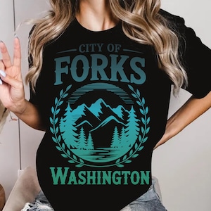 Forks Washington PNG SVG, Twilight Vampire Town Design, Spooky Small Town Aesthetic, Moody Halloween Book Fan Art, Cullen Inspired Clipart