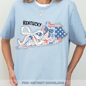 Preppy Coquette Kentucky PNG, Floral Bow KY Sweatshirt, Girly Brushstroke State Design, Cute Kentucky Aesthetic Sublimation