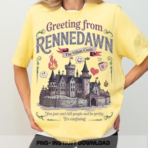 The Villain Castle PNG, Greetings from Rennedawn PNG, Fictional World Quote Art, Villain Sidekick Romantasy,Fantasy Book Lover Png