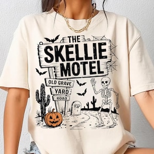 Skellie Motel PNG SVG, Funny Skeleton Halloween Sublimation Design, Retro Creepy Motel Sign Clipart, Funny Skeleton Motel Shirt PNG