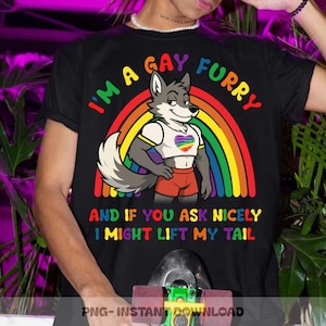 I&#39;m a Gay Furry PNG, Funny Rainbow Fox Sublimation Design, LGBTQ Pride Furry Art Clipart, Cute Gay Animal Shirt Graphic, Gay Furry Pride