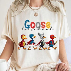 Funny Goose School PNG, Cute Teacher Shirt Design PNG, Back to School Classroom Clipart, First Day Teacher PNG, Humor Animal Class Art