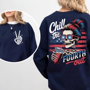 Chill The Fourth Out PNG, Funny Skeleton USA Art, Patriotic Retro 4th of July Design, Snarky Independence Day Humor, Vintage Summer PNG