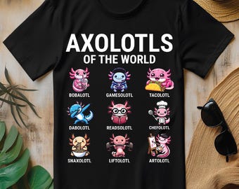 Axolotls do mundo Kawaii Axolotls PNG, Design de camiseta de axolotl de animal engraçado