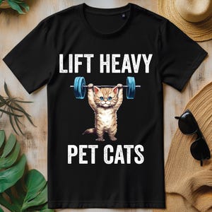 Lift Heavy Pet Cats Funny Gym Workout Weight Lifter PNG, Fitness Cat T-shirt Design