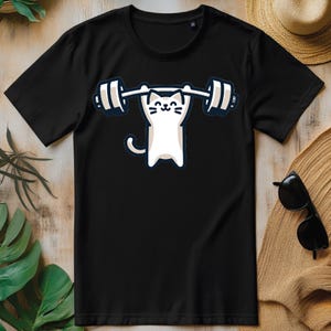 Cat Powerlifting Weightlifting Gym Workout PNG, Animal T-shirt Design