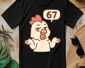Chicken 67 Meme PNG, Six Seven Funny Gen Alpha T-shirt Design