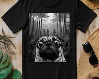 Dog Pug Selfie With Aliens Funny PNG, Animal T-shirt Design