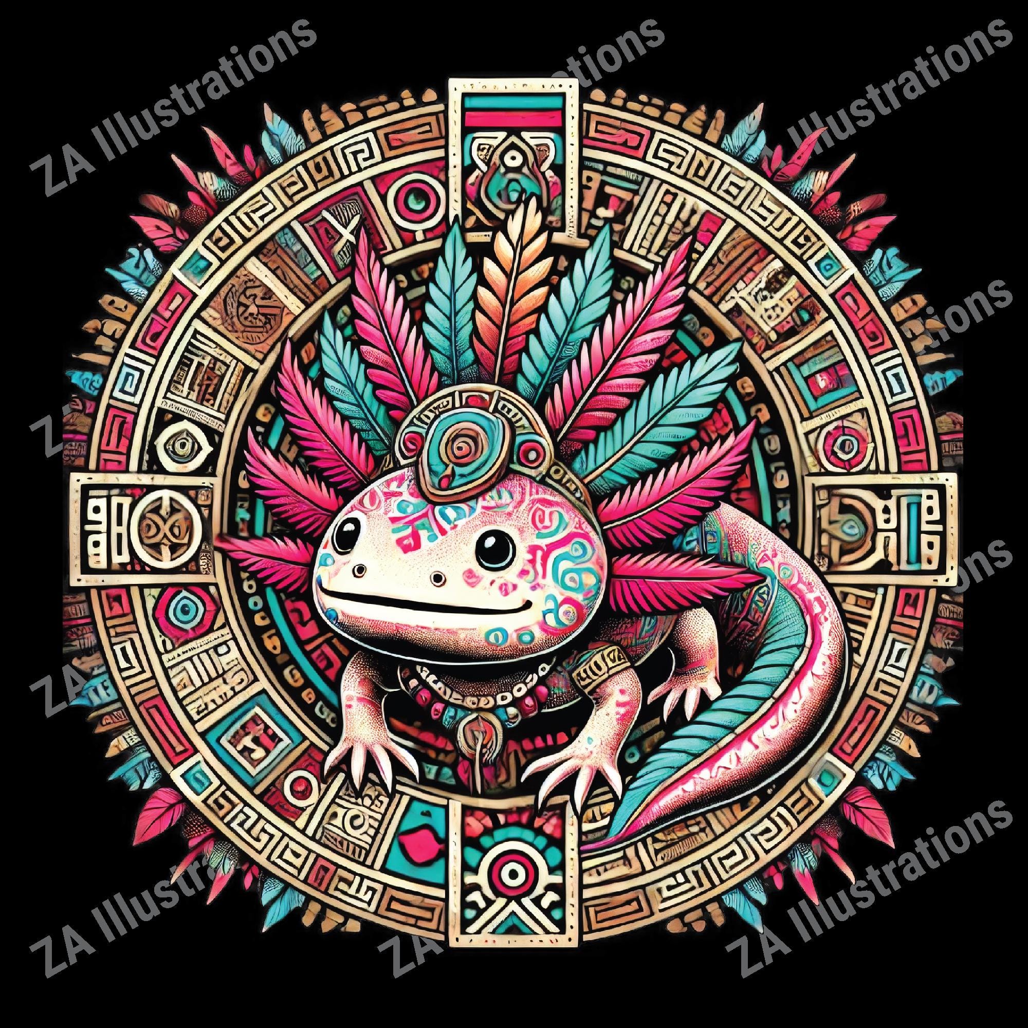 Aztec Axolotl Art Mexican PNG, Cute Axolotl Lover T-shirt Design - Etsy