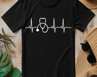 Stethoscope Heartbeat EKG Nurse Medical Doctor PNG, Cool Nursing T-shirt Design