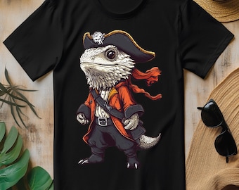 Bearded Dragon Dressed As A Pirate Funny Halloween PNG, Reptile Lizard T-shirt Design