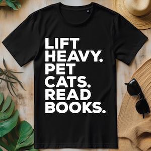 Lift Heavy Pet Cats Read Books Gym Workout Weight Lifter PNG, Fitness Cat T-shirt Design