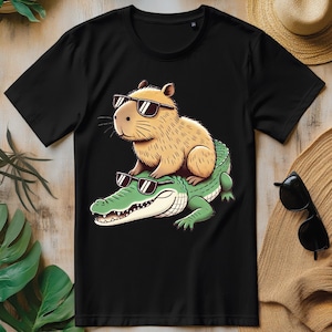 Óculos de sol de crocodilo Capivara PNG, design engraçado de camiseta Capivara