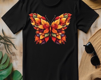 Autumn Fall Leaves Butterfly Nature PNG, Insect T-shirt Design