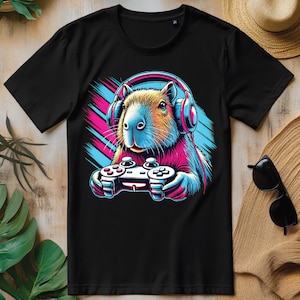 Capybara lustige Videospiele Gamer PNG, Capybara Gaming T-Shirt Design