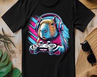 Capybara Funny Video Games Gamer PNG, Capybara Gaming T-shirt Design
