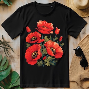 Coquelicots rouges fleur plante jardinage floral PNG, conception de t-shirt jardinier coquelicot