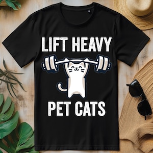 Lift Heavy Pet Cats Funny Gym Workout Weight Lifter PNG, Fitness Cat T-shirt Design