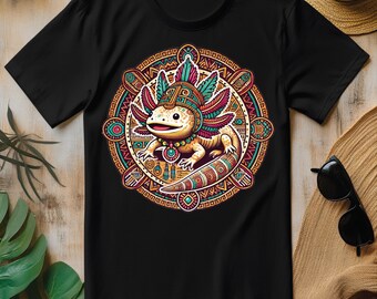 Aztec Axolotl Art Mexican PNG, Cute Axolotl Lover T-shirt Design