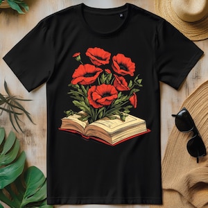 Mohnblumen Blumenbuch Roter Mohn Blumen PNG, Gartenarbeit T-Shirt Design