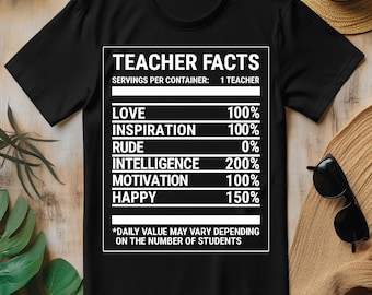 Teacher Facts Funny Teaching Nutritional Facts PNG, Cute Teacher T-shirt Design