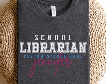 Custom School Librarian T-Shirt, Personalized Librarian Tee, Library Teacher Shirt with Name, Librarian Gift, Name Book Lover Shirt, R001
