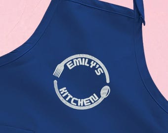 Embroidered Custom Apron, Customized Apron, Kitchen Apron, Custom Chef Cooking Apron, Chefs Apron, Bartender's Apron, M008