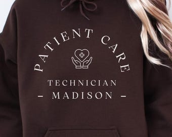 Felpa con cappuccio personalizzata per tecnico di assistenza ai pazienti, felpa con cappuccio personalizzata con nome PCT, regalo per personale ospedaliero, felpa con cappuccio per operatori sanitari, maglietta PCT Life H004