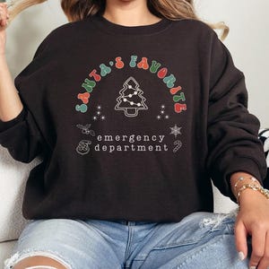 Santa’s Favorite Emergency Department Nurse Sweatshirt, ER Christmas Sweater, Medical Staff Holiday Crewneck, Hospital Nurse Gift H192