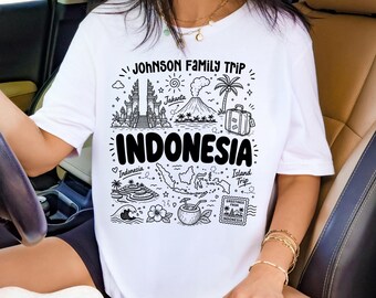 Tropical Indonesia Custom Name Family Summer Vacation T-Shirts, Summer Trips Matching Shirts