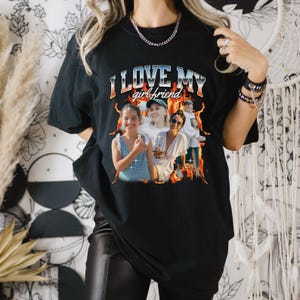 I Love My Girlfriend Shirt Custom Photo, Girlfriend Bootleg TShirt, Valentine Gift I Love My Girlfriend Custom Picture, 90s Bootleg, R297