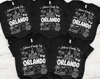 Family Custom Name Orlando T-Shirts, Florida Travel Summer Trip Matching Squad Tees
