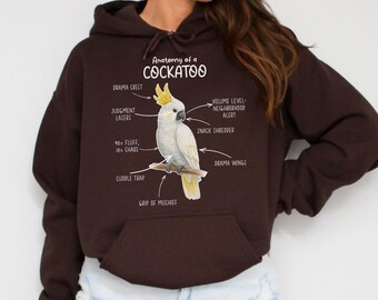 Anatomy Of Cockatoo Hoodie, Parrot Lover Gift, Pet Greater Cockatoo Hoodie, Bird Watchers Tee, Cockatoo Mom Cockatoo Dad, H387