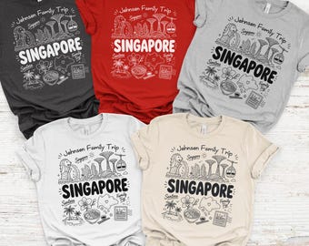 Singapore Family 2026 Customized Names Group T-shirts, Squad Adventure Country Shirts