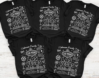 Custom Las Vegas Family Vacation Trip T-Shirts, Friends Personalized Name Shirts, Group Tees, Vegas Souvenir Apparel