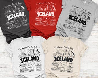Iceland Family Name T-Shirts, Custom North Europe Travel Souvenir Shirts