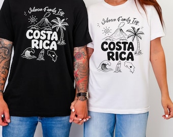 Summer Costa Rica Family Name T-Shirts, Customized Surfer Beach Group Matching Shirts