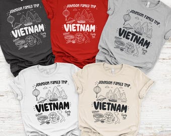 Vietnam Family Name Travel T-Shirt, Customized Vietnamese City Doodles Culture Shirts