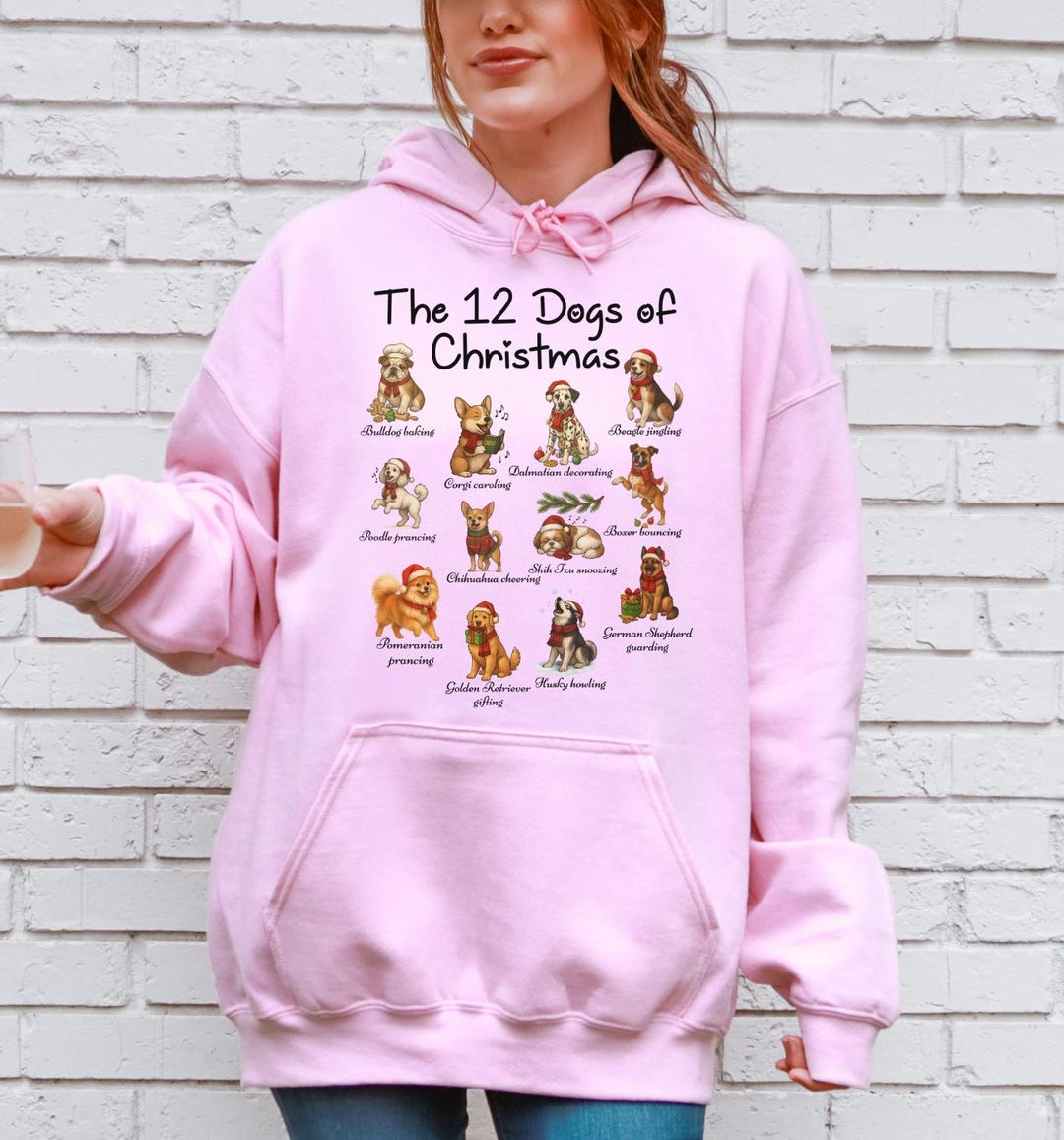 The 12 Dogs of Christmas Hoodie, Dogs Breeds Sweater, 3xl Size