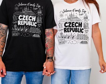 Czech Republic Custom Family Trip Name T-Shirts, Prague Landmark Pride Shirt