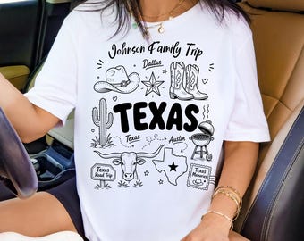 Texas Custom Family Name Western Group T-Shirts, Summer Vacation Matching Squad Tees